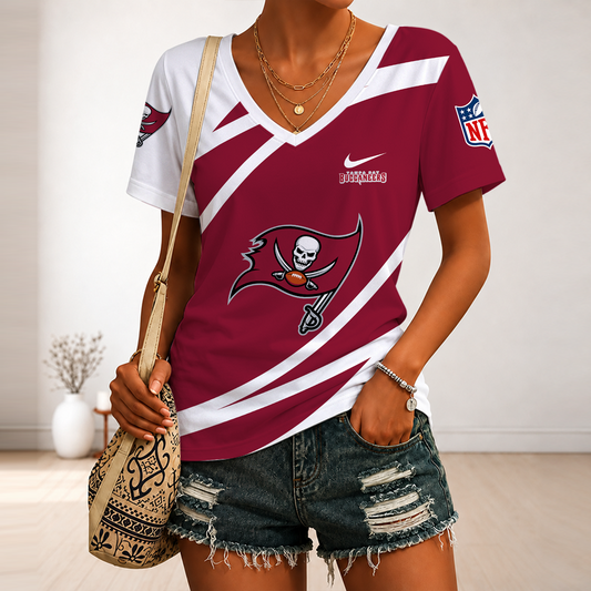 [TOUCHDOWN DEAL] NEW CUSTOMIZED NFL10 TBB TAMPA BAY BUCCANEERS V-NECK FEMALE SHIRT