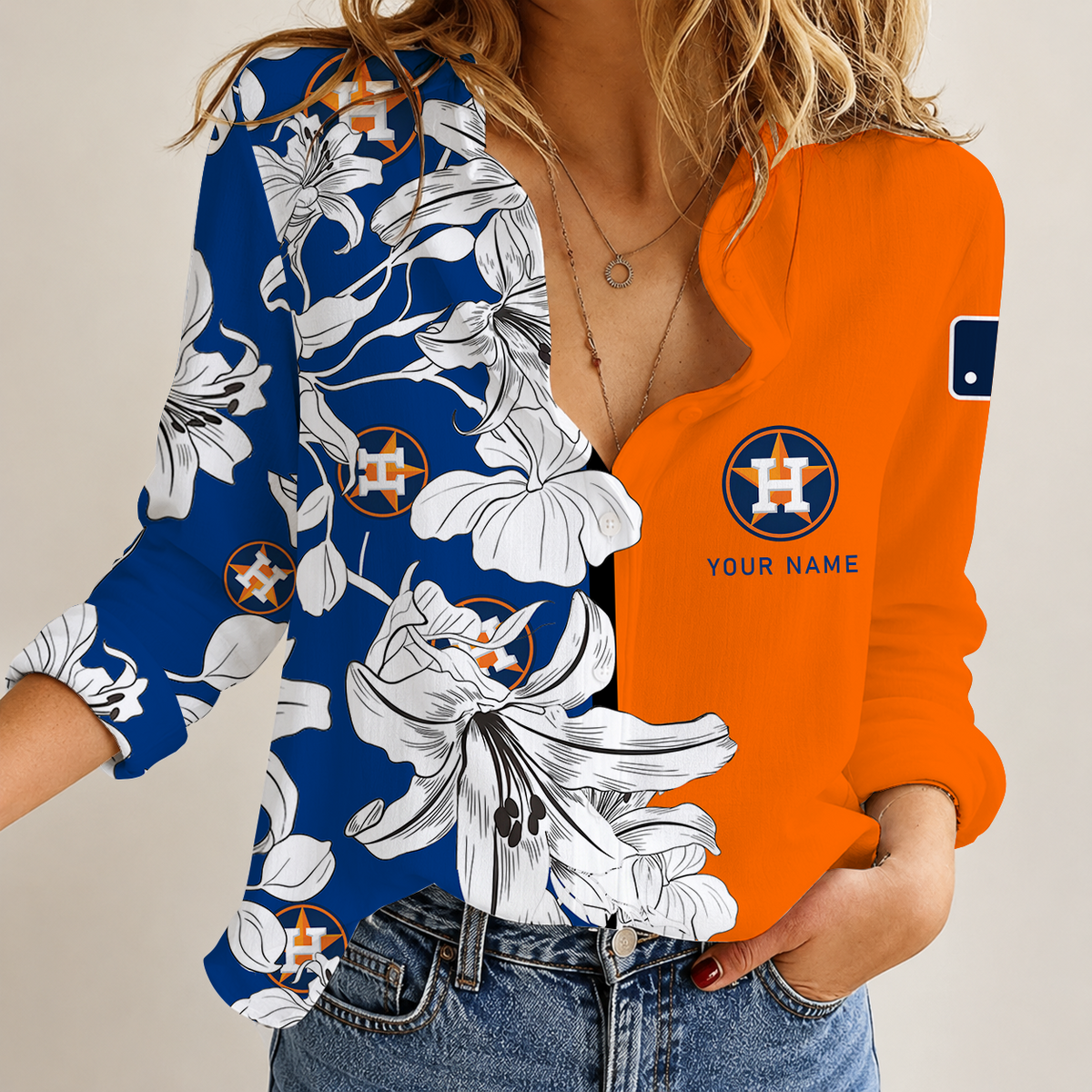 [HOMERUN DEAL] NEW CUSTOMIZED MLB10 HAS HOUSTON ASTROS WOMEN CASUAL SHIRT