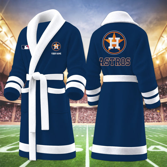 [HOMERUN DEAL] NEW CUSTOMIZED MLB10 HAS HOUSTON ASTROS MULTICOLOR FLEECE BATHROBE