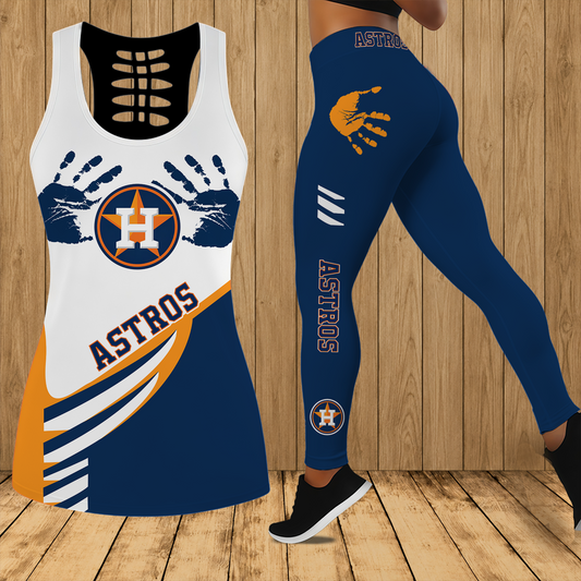 [HOMERUN DEAL] NEW CUSTOMIZED MLB10 HAS HOUSTON ASTROS HOLLOW TANK TOP & LEGGINGS SET
