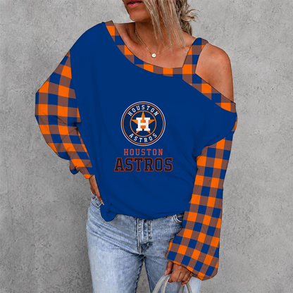 [HOMERUN DEAL] NEW CUSTOMIZED MLB10 HAS HOUSTON ASTROS WOMEN'S OFF-SHOULDER LONG SLEEVE SHIRT
