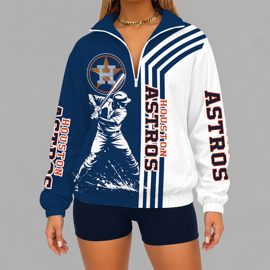 [HOMERUN DEAL] NEW CUSTOMIZED MLB10 HAS HOUSTON ASTROS V-NECK ZIPPER SWEATSHIRT JACKET