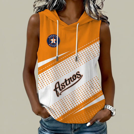 [HOMERUN DEAL] NEW CUSTOMIZED MLB10 HAS HOUSTON ASTROS WOMEN'S SLEEVELESS HOODED POCKET TANK TOP