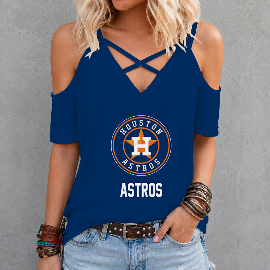 [HOMERUN DEAL] NEW CUSTOMIZED MLB10 HAS HOUSTON ASTROS CROSS V-NECK TOP