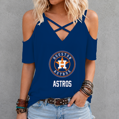 [HOMERUN DEAL] NEW CUSTOMIZED MLB10 HAS HOUSTON ASTROS CROSS V-NECK TOP