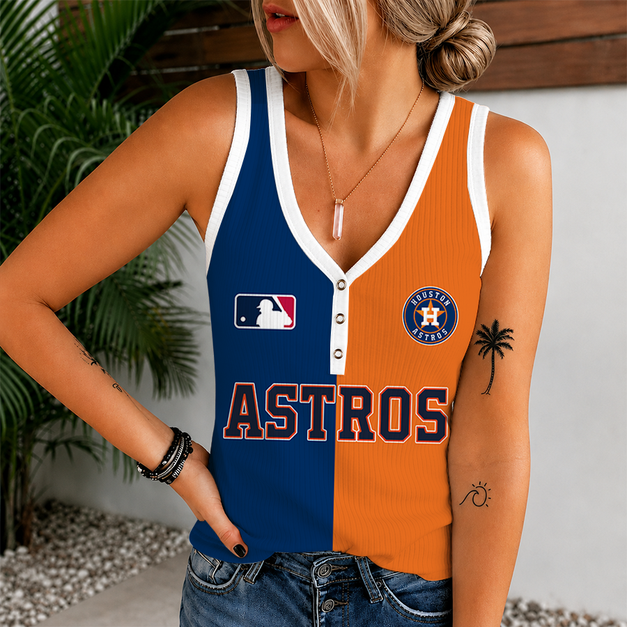 [HOMERUN DEAL] NEW CUSTOMIZED MLB10 HAS HOUSTON ASTROS WOMEN'S V-NECK TANK TOP