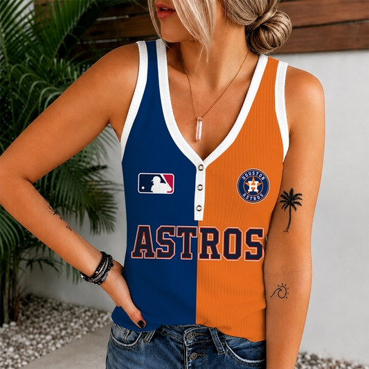 [HOMERUN DEAL] NEW CUSTOMIZED MLB10 HAS HOUSTON ASTROS WOMEN'S V-NECK TANK TOP