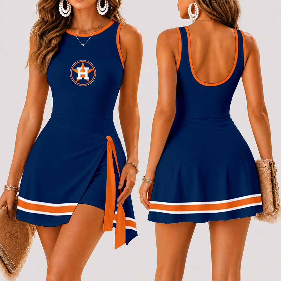 [HOMERUN DEAL] NEW CUSTOMIZED MLB10 HAS HOUSTON ASTROS WOMEN'S SUMMER SKORT DRESS