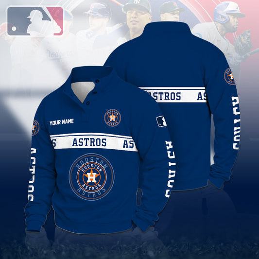 [HOMERUN DEAL] NEW CUSTOMIZED MLB10 HAS HOUSTON ASTROS QUARTER-BUTTON SWEATSHIRT
