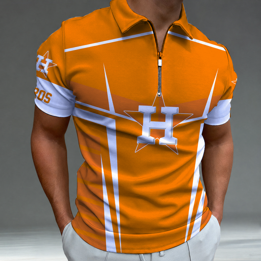 [HOMERUN DEAL] NEW CUSTOMIZED MLB10 HAS HOUSTON ASTROS ZIP POLO SHIRT