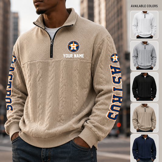 [HOMERUN DEAL] NEW CUSTOMIZED MLB10 HAS HOUSTON ASTROS MULTICOLOR QUARTER-ZIP SWEATSHIRT