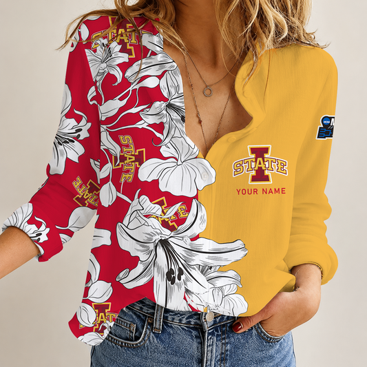 [SLAM DUNK DEAL] NEW CUSTOMIZED NCAA MAM10 ISC IOWA STATE CYCLONES STRAPPY WOMEN CASUAL SHIRT