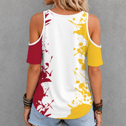 [SLAM DUNK DEAL] NEW CUSTOMIZED NCAA MAM10 ISC IOWA STATE CYCLONES CRISS CROSS V-NECK TOP