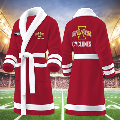 [SLAM DUNK DEAL] NEW CUSTOMIZED NCAA MAM10 ISC IOWA STATE CYCLONES MULTICOLOR FLEECE BATHROBE