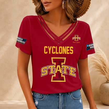 [SLAM DUNK DEAL] NEW CUSTOMIZED NCAA MAM10 ISC IOWA STATE CYCLONES V-NECK SHIRT
