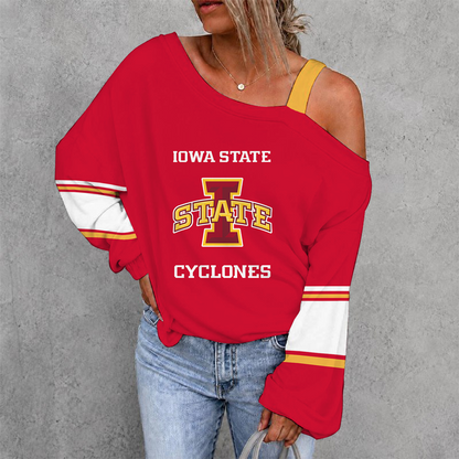 [SLAM DUNK DEAL] NEW CUSTOMIZED NCAA MAM10 ISC IOWA STATE CYCLONES WOMEN'S OFF-SHOULDER LONG SLEEVE SHIRT