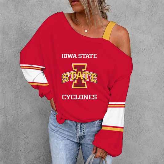 [SLAM DUNK DEAL] NEW CUSTOMIZED NCAA MAM10 ISC IOWA STATE CYCLONES WOMEN'S OFF-SHOULDER LONG SLEEVE SHIRT