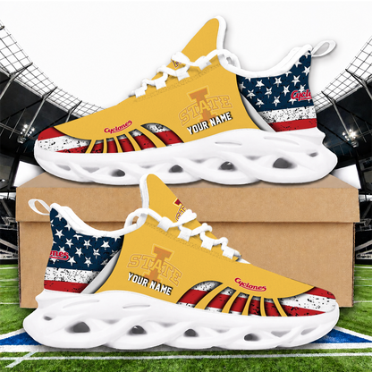[SLAM DUNK DEAL] NEW CUSTOMIZED NCAA MAM10 ISC IOWA STATE CYCLONES STRAPPY UNISEX CLUNKY SNEAKERS