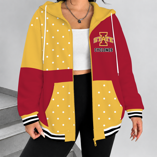 [SLAM DUNK DEAL] NEW CUSTOMIZED NCAA MAM10 ISC IOWA STATE CYCLONES STRAPPY ZIP HOODIE