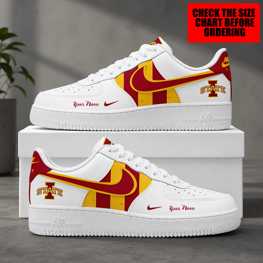 [FAN FAVORITE] NEW CUSTOMIZED NCAA MAM10 ISC IOWA STATE CYCLONES STRAPPY AF1 SHOES