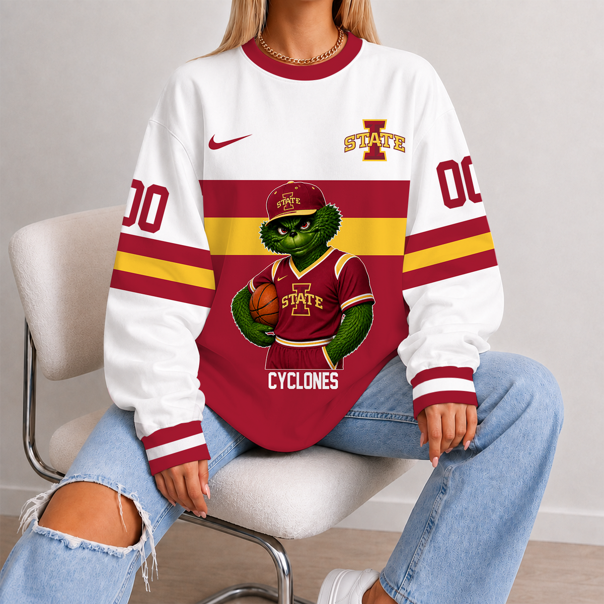 [SLAM DUNK DEAL] NEW CUSTOMIZED NCAA MAM10 ISC IOWA STATE CYCLONES STRAPPY UNISEX SWEATSHIRT