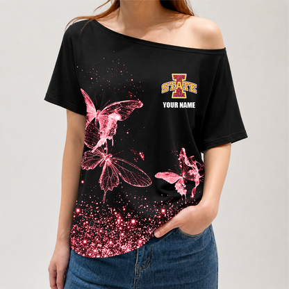 [SLAM DUNK DEAL] NEW CUSTOMIZED NCAA MAM10 ISC IOWA STATE CYCLONES STRAPPY OFF-SHOULDER SHIRT