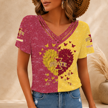 [SLAM DUNK DEAL] NEW CUSTOMIZED NCAA MAM10 ISC IOWA STATE CYCLONES V-NECK SHIRT