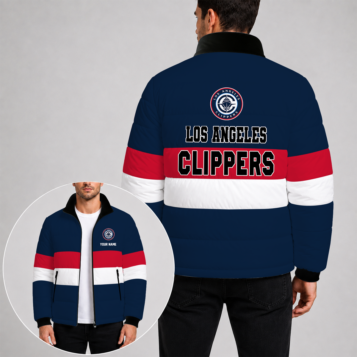 [SLAM DUNK DEAL] NEW CUSTOMIZED NBA10 LCL THE CLIPPERS PUFFER JACKET