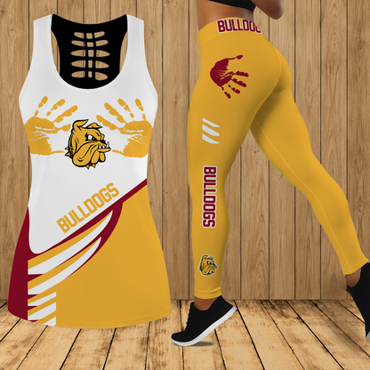 [PUCK DROP DEAL] NEW CUSTOMIZED NCAA MFF10 MDB MINNESOTA DULUTH BULLDOGS HOLLOW TANK TOP & LEGGINGS SET