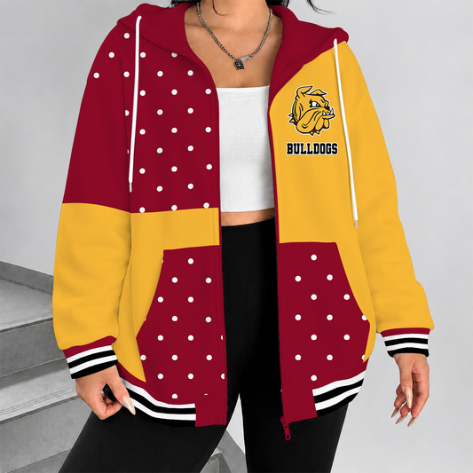 [PUCK DROP DEAL] NEW CUSTOMIZED NCAA MFF10 MDB MINNESOTA DULUTH BULLDOGS STRAPPY ZIP HOODIE