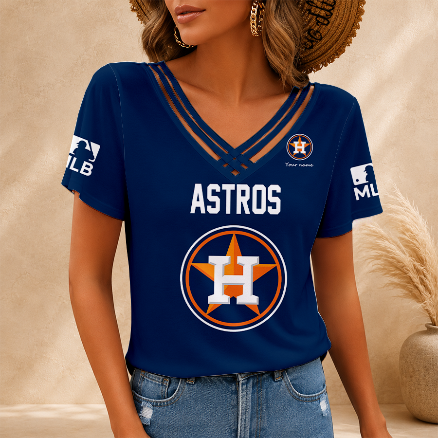 [HOMERUN DEAL] NEW CUSTOMIZED MLB10 HAS HOUSTON ASTROS V-NECK SHIRT