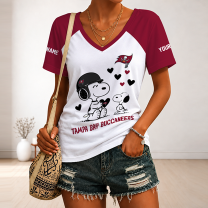 [TOUCHDOWN DEAL] NEW CUSTOMIZED NFL10 TBB TAMPA BAY BUCCANEERS V-NECK FEMALE SHIRT