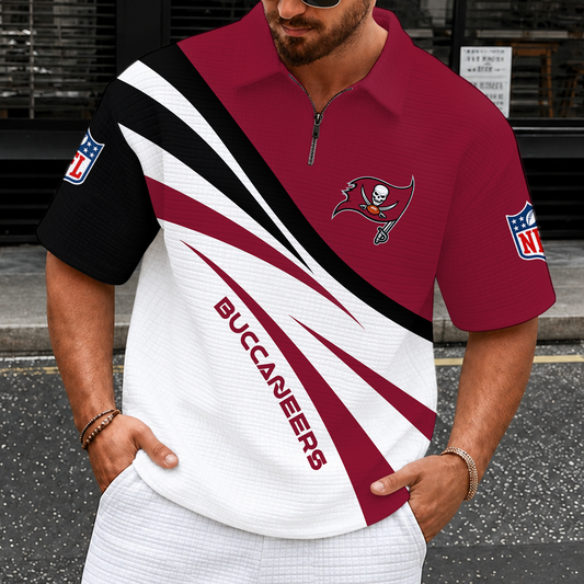 [TOUCHDOWN DEAL] NEW CUSTOMIZED NFL10 TBB TAMPA BAY BUCCANEERS QUARTER-ZIP POLO SHIRT