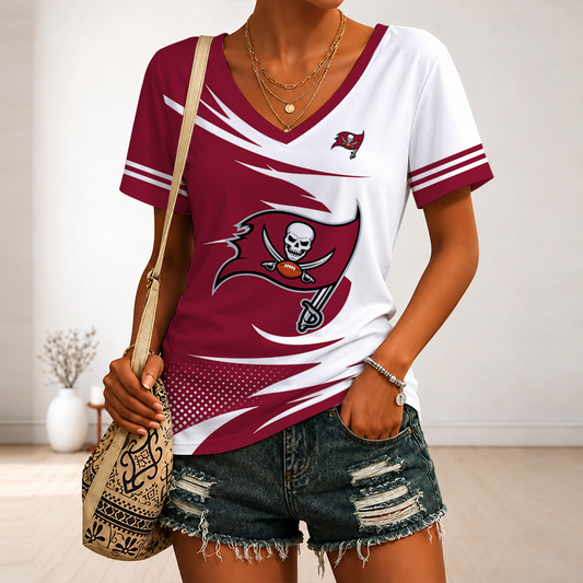[TOUCHDOWN DEAL] NEW CUSTOMIZED NFL10 TBB TAMPA BAY BUCCANEERS V-NECK FEMALE SHIRT