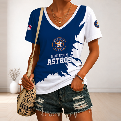 [HOMERUN DEAL] NEW CUSTOMIZED MLB10 HAS HOUSTON ASTROS V-NECK FEMALE SHIRT