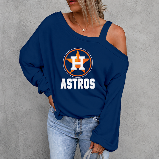 [HOMERUN DEAL] NEW CUSTOMIZED MLB10 HAS HOUSTON ASTROS WOMEN'S OFF-SHOULDER LONG SLEEVE SHIRT