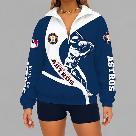 [HOMERUN DEAL] NEW CUSTOMIZED MLB10 HAS HOUSTON ASTROS V-NECK ZIPPER SWEATSHIRT JACKET