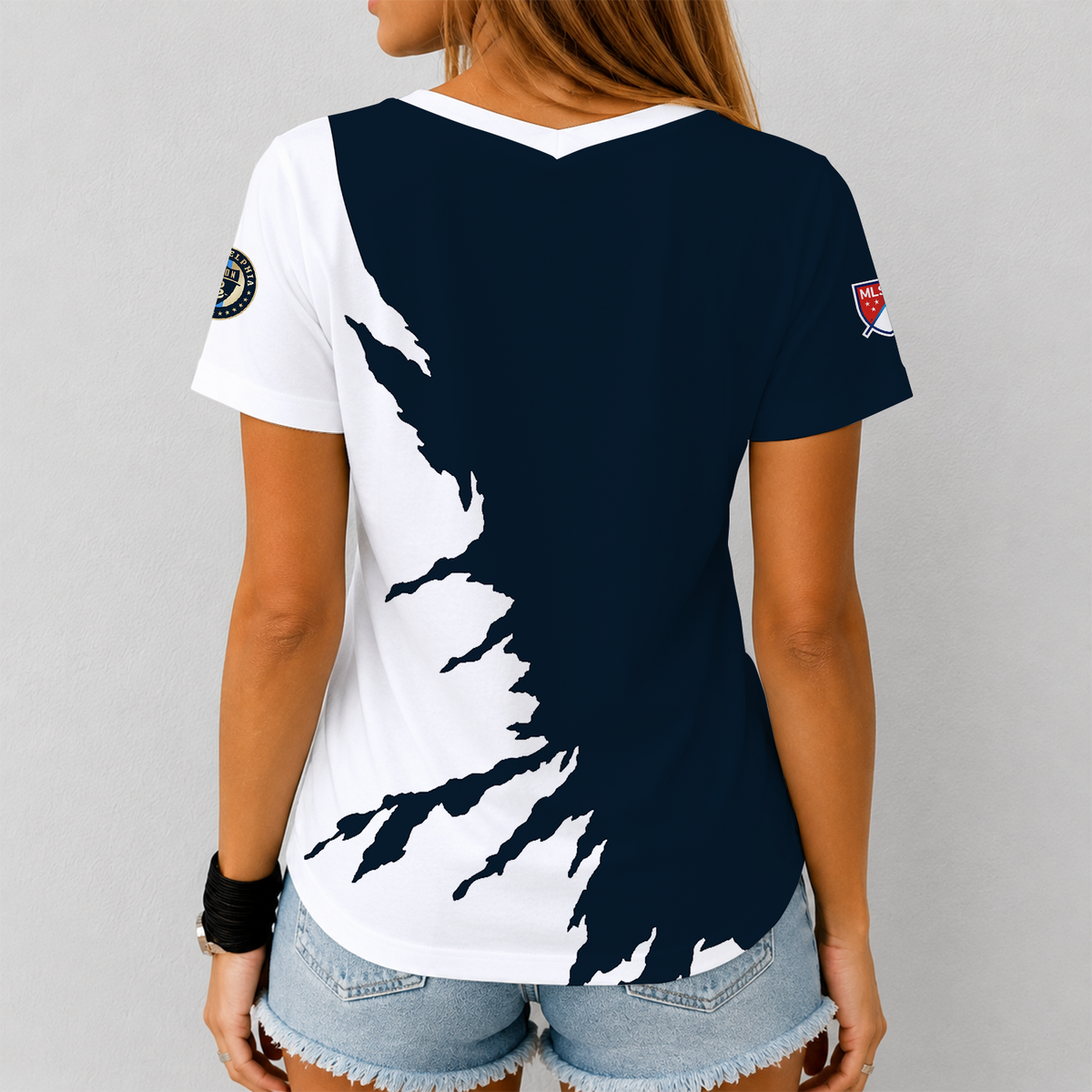 [GOAL DEAL] NEW CUSTOMIZED MLS10 PPF PHILADELPHIA UNION V-NECK FEMALE SHIRT