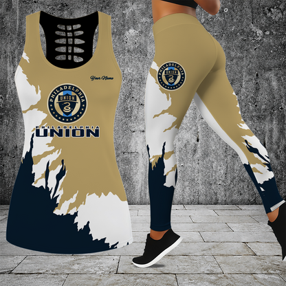 [GOAL DEAL] NEW CUSTOMIZED MLS10 PPF PHILADELPHIA UNION HOLLOW TANK TOP & LEGGINGS SET