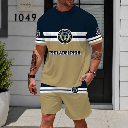 [GOAL DEAL] NEW CUSTOMIZED MLS10 PPF PHILADELPHIA UNION UNISEX T-SHIRT & SHORTS SET