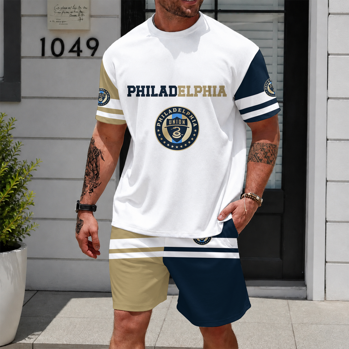 [GOAL DEAL] NEW CUSTOMIZED MLS10 PPF PHILADELPHIA UNION UNISEX T-SHIRT & SHORTS SET