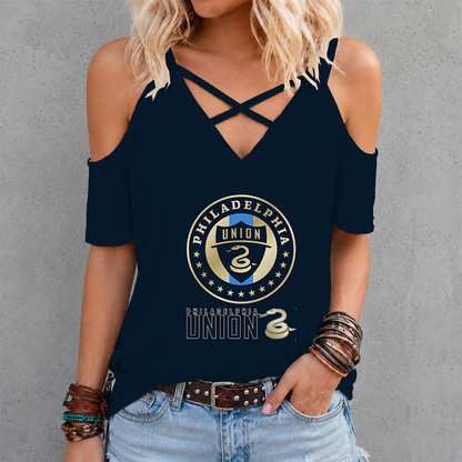 [GOAL DEAL] NEW CUSTOMIZED MLS10 PPF PHILADELPHIA UNION CRISS CROSS V-NECK TOP