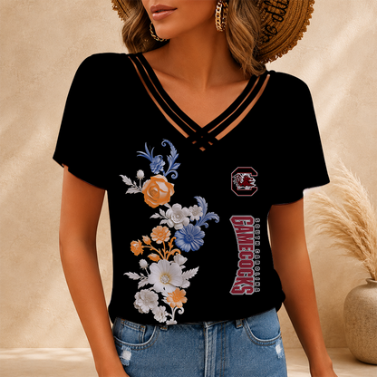 [HOMERUN DEAL] NEW CUSTOMIZED NCAA CWS10 SCG SOUTH CAROLINA GAMECOCKS V-NECK SHIRT