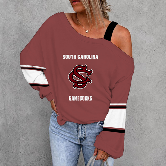 [HOMERUN DEAL] NEW CUSTOMIZED NCAA CWS10 SCG SOUTH CAROLINA GAMECOCKS WOMEN'S OFF-SHOULDER LONG SLEEVE SHIRT