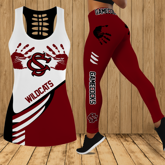 [HOMERUN DEAL] NEW CUSTOMIZED NCAA CWS10 SCG SOUTH CAROLINA GAMECOCKS HOLLOW TANK TOP & LEGGINGS SET