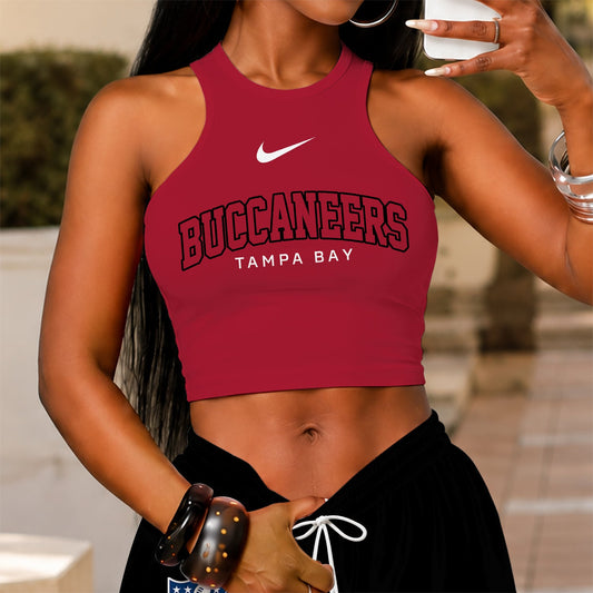 [TOUCHDOWN DEAL] NEW CUSTOMIZED NFL10 TBB TAMPA BAY BUCCANEERS WOMEN'S CROP TOP & LONGPANTS SET