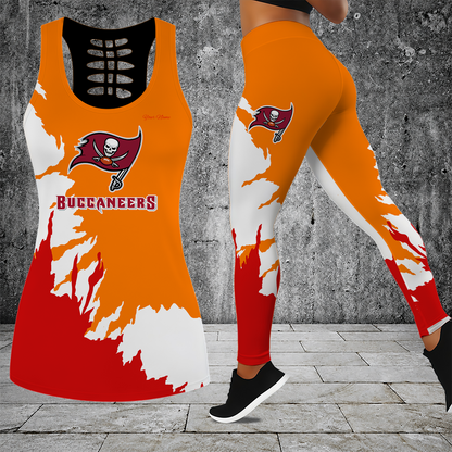 [TOUCHDOWN DEAL] NEW CUSTOMIZED NFL10 TBB TAMPA BAY BUCCANEERS HOLLOW TANK TOP & LEGGINGS SET