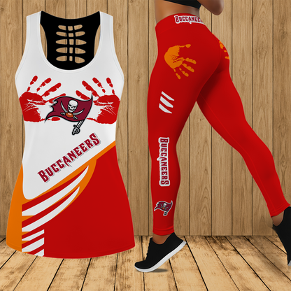 [TOUCHDOWN DEAL] NEW CUSTOMIZED NFL10 TBB TAMPA BAY BUCCANEERS HOLLOW TANK TOP & LEGGINGS SET