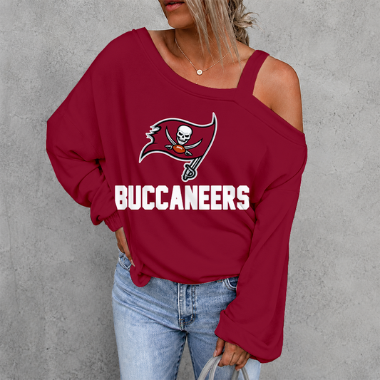 [SPECIAL OFFER] NEW CUSTOMIZED NFL10 TBB TAMPA BAY BUCCANEERS WOMEN'S OFF-SHOULDER LONG SLEEVE SHIRT