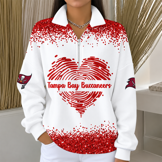 [TOUCHDOWN DEAL] NEW CUSTOMIZED NFL10 TBB THE BUCCANEERS QUARTER ZIP RIBBED SWEATER